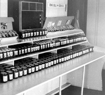 Shelves of Palmetto products inside the old jelly factory retail store