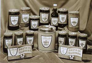 A display of Palmetto Canning guava products around 1940